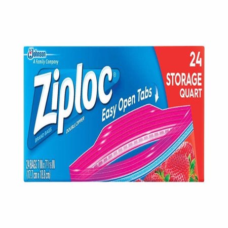 SCRUBBING BUBBLES Ziploc Easy Open Tabs 1 qt Clear Food Storage Bag 24 pk 00330